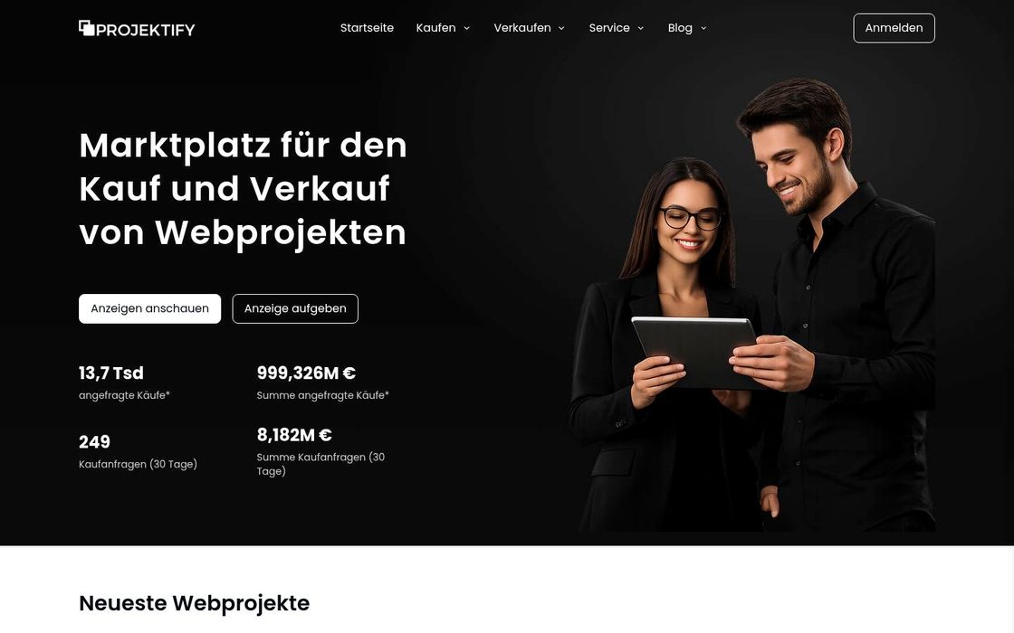 Screenshot von Projektify.de