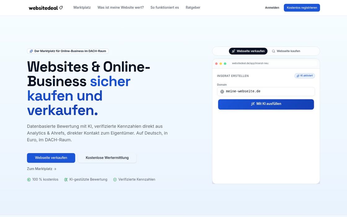 Screenshot von WebsiteDeal.de