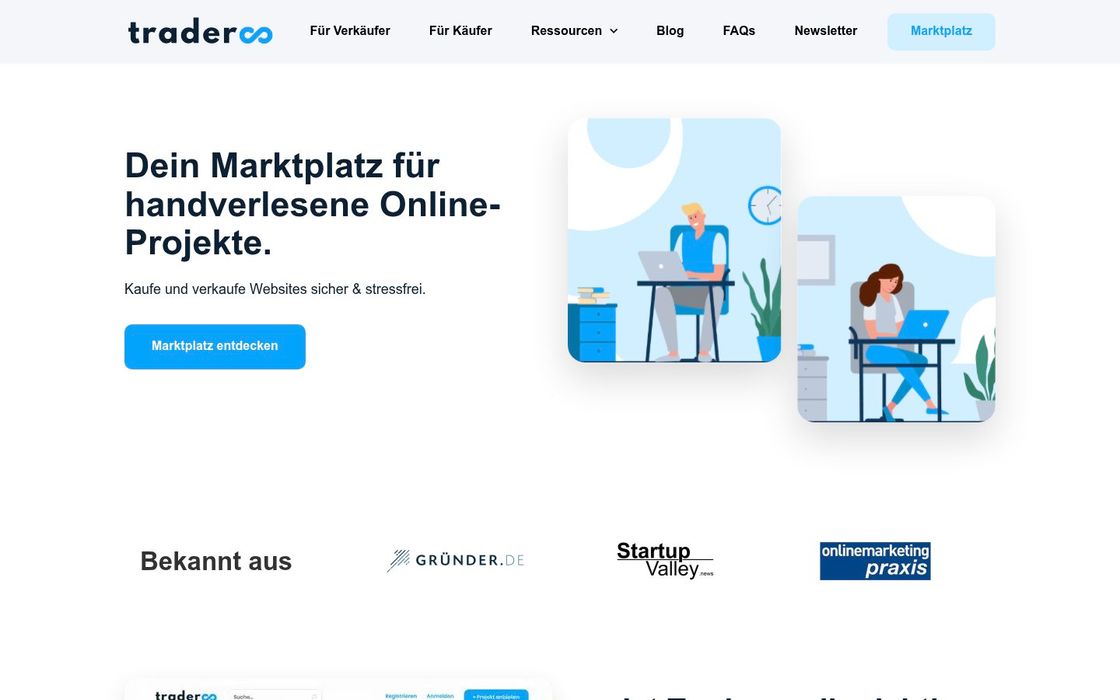 Screenshot von Traderoo.de